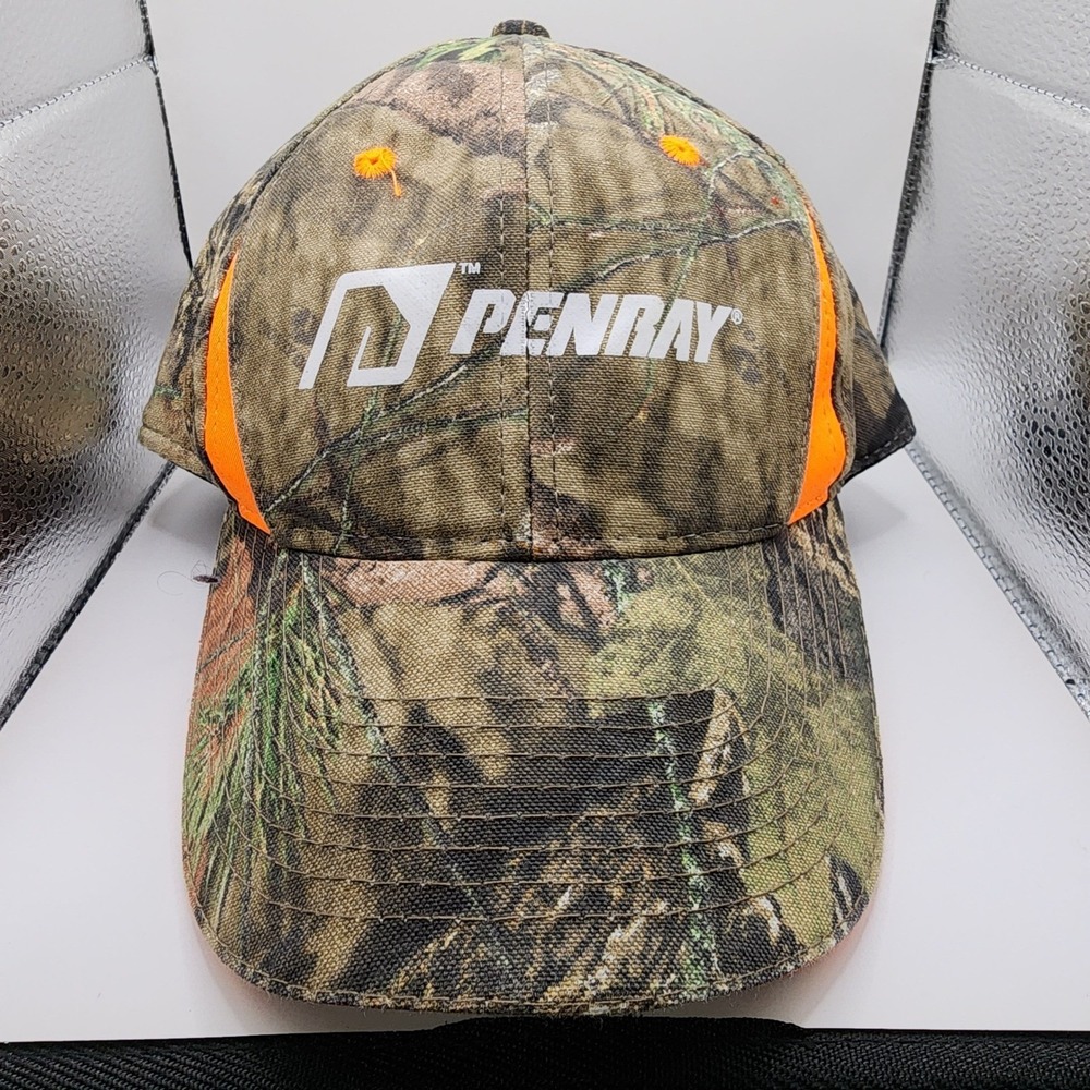 Mossy Oak Penray Camo Baseball Hat Mens Orange Accents Adjustable Hunting Cap